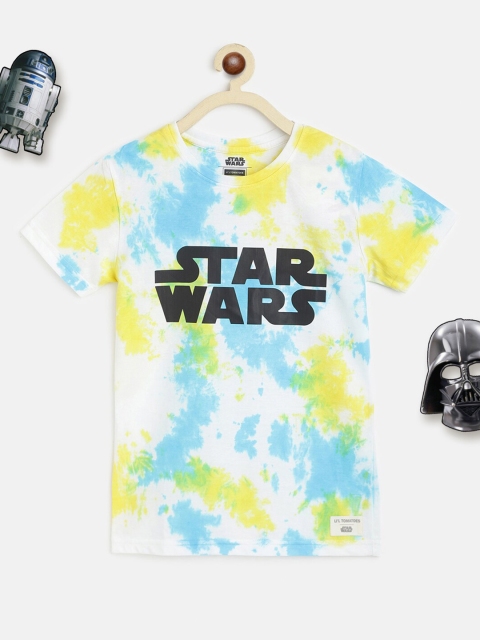 Lil Tomatoes Boys Blue & White Typography Star Wars Printed T-shirt