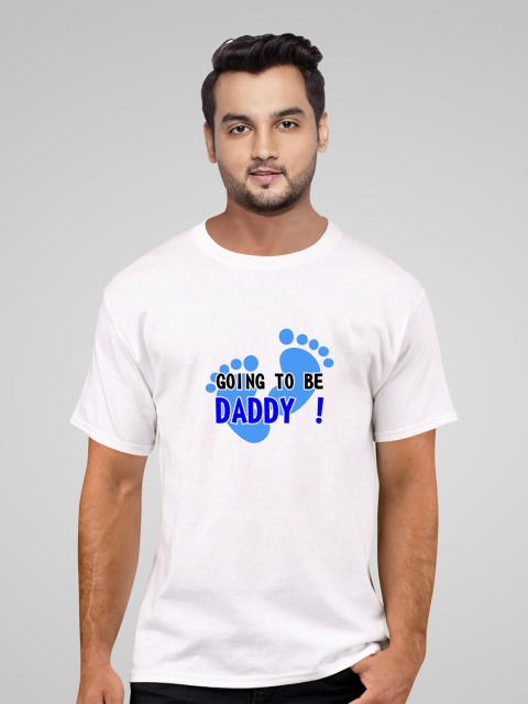 Pootlu Men White Typography Printed T-shirt