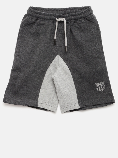 Barcelona Boys Grey Solid Regular Fit Sports Shorts