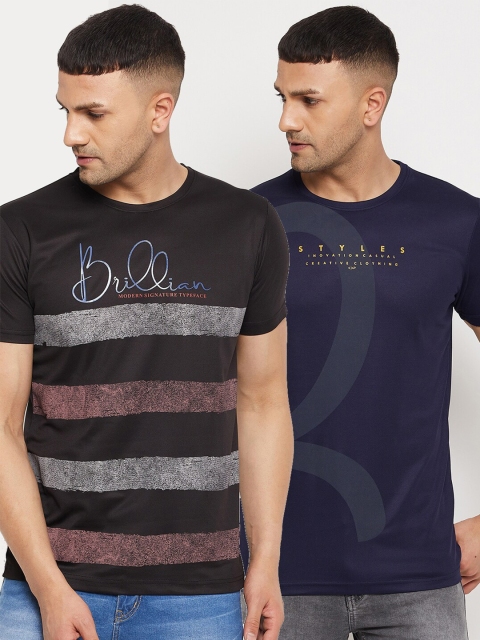 Parcel Yard Men Pack Of 2 Cotton T-shirts, Black