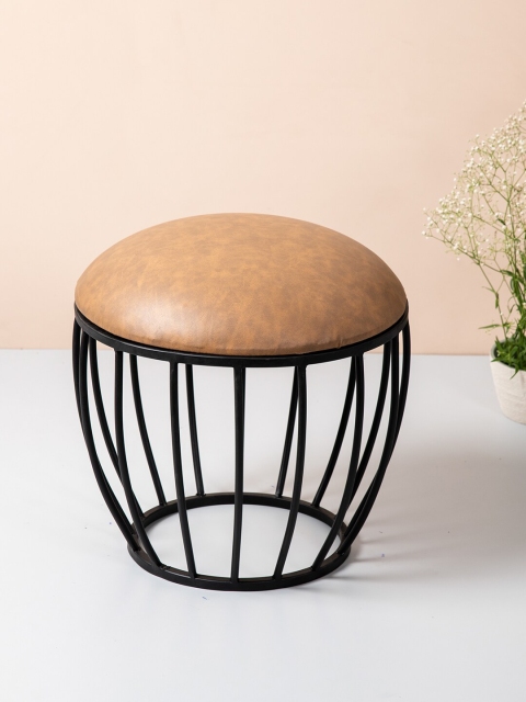 nestroots Black & Brown Metal Ottomans