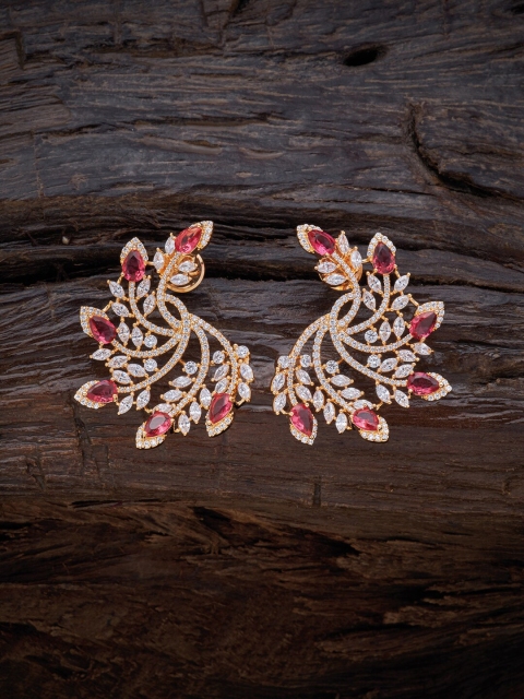 Kushal's Fashion Jewellery Red Floral Jhumkas Earrings