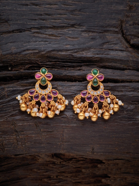 Kushal's Fashion Jewellery Red Floral Drop Earrings