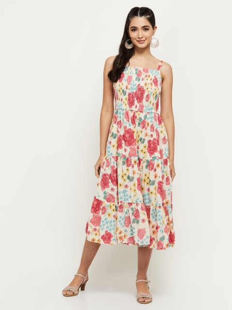 max Nude-Coloured Floral Midi Dress