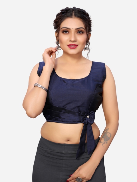 SIRIL Women Blue Embellished Silk Saree Blouse