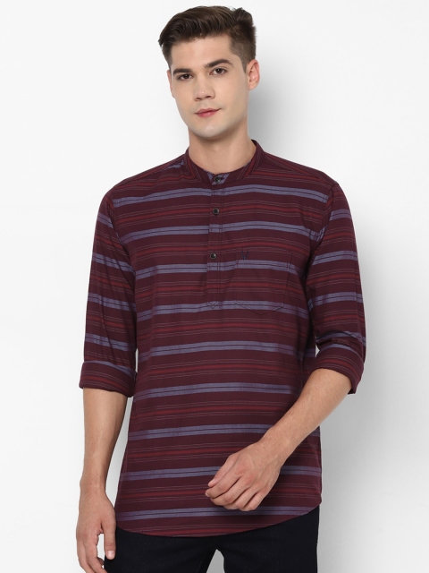 Allen Solly Sport Men Maroon Horizontal Stripes Striped Casual Shirt