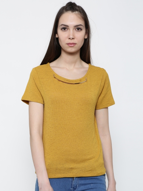 Annabelle by Pantaloons Women Mustard Solid Styled Back Top