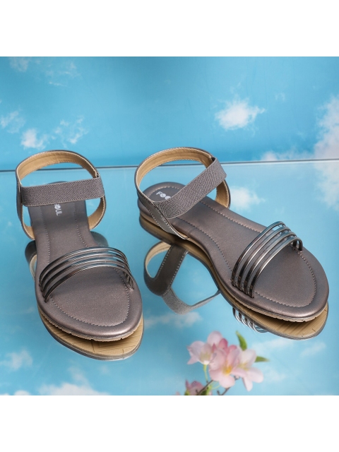 FOOTSOUL Women Grey Open Toe Flats