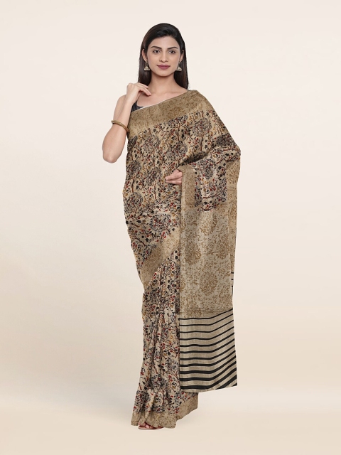 Pothys Tan Brown & Red Floral Saree