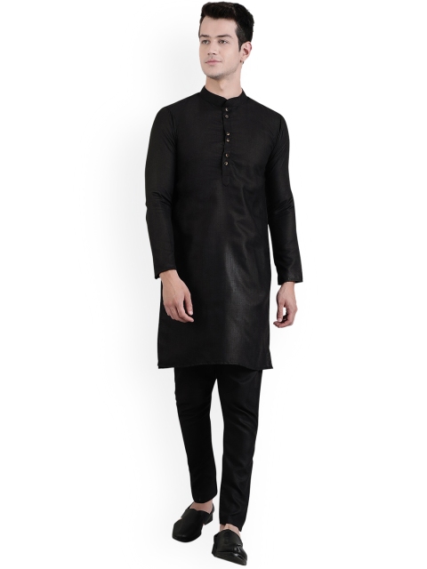 ORUS Men Black Cotton Kurta with Pyjamas