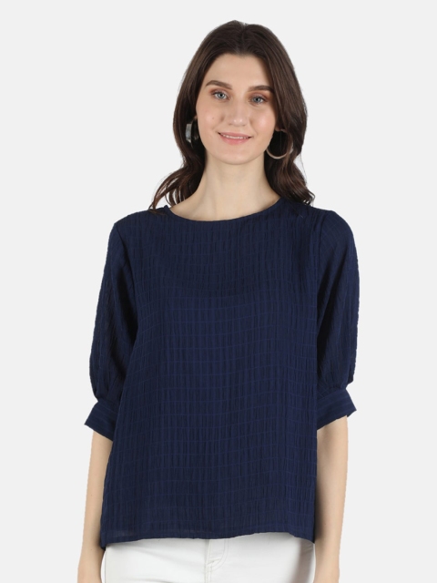 Monte Carlo Women Navy Blue Solid Top
