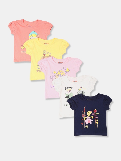 Donuts Girls Assorted Pack of 5 Printed T-shirt