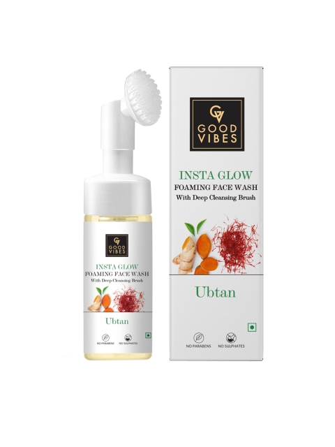 Good Vibes Ubtan Insta Glow Foaming Face Wash with Deep Cleansing Brush 150 ml, Transparent
Good Vibes Ubtan Insta Glow Foaming Face Wash with Deep Cleansing Brush 150 ml, Transparent