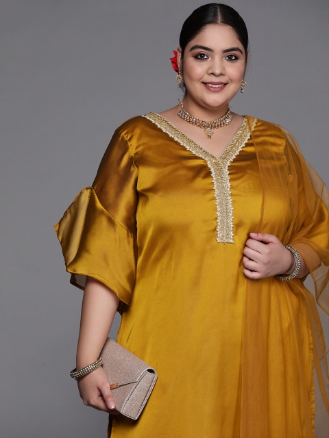 INDDUS PLUS Women Mustard Yellow Beads and Stones Kurta with Palazzos & With Dupatta
INDDUS PLUS Women Mustard Yellow Beads and Stones Kurta with Palazzos & With Dupatta