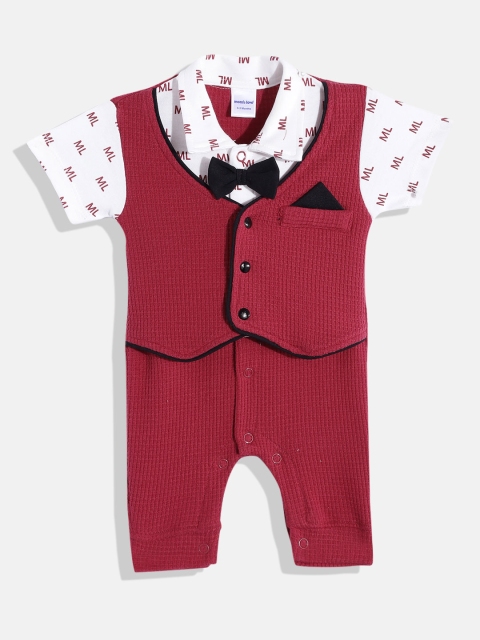 Moms Love Infant Boys Maroon & White Pure Cotton Woven Romper with Attached Waistcoat
Moms Love Infant Boys Maroon & White Pure Cotton Woven Romper with Attached Waistcoat
