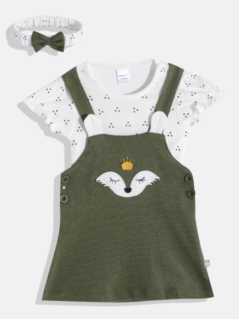Moms Love Infant Girls Olive Green & White Self Design Pinafore Dress & Top & Hairband
Moms Love Infant Girls Olive Green & White Self Design Pinafore Dress & Top & Hairband