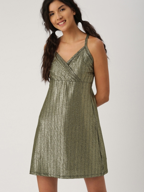 DressBerry Women Gold-Toned A-Line Dress