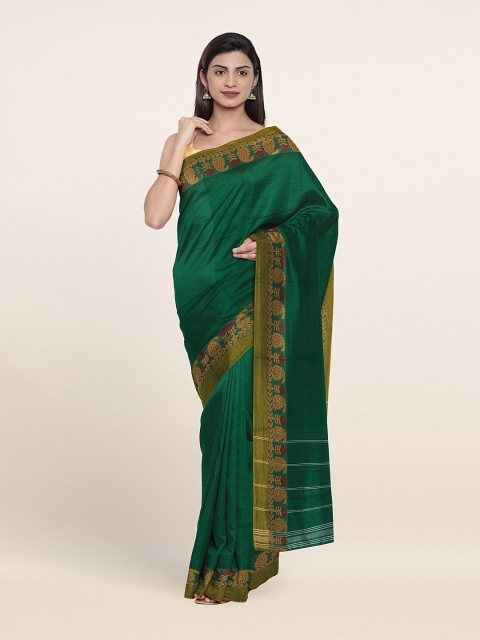 Pothys Green & Maroon Woven Design Pure Cotton Saree