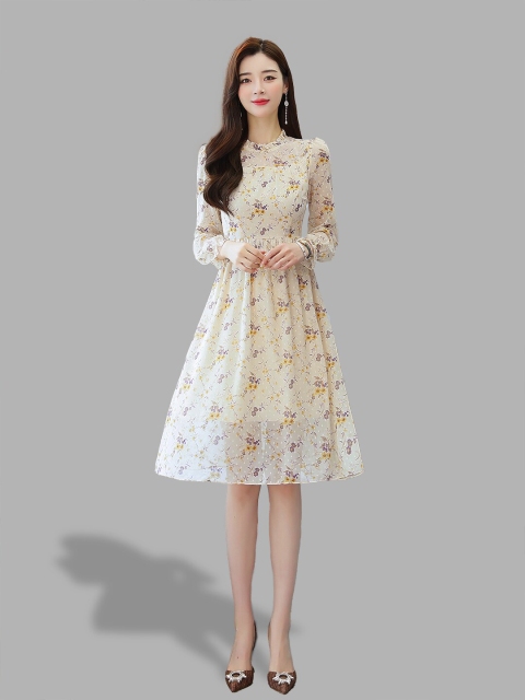 JC Collection Beige Floral Dress