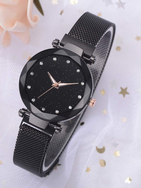VILAM Women Black Patterned Dial & Black Bracelet Style Straps Analogue Watch Megnet-black
VILAM Women Black Patterned Dial & Black Bracelet Style Straps Analogue Watch Megnet-black