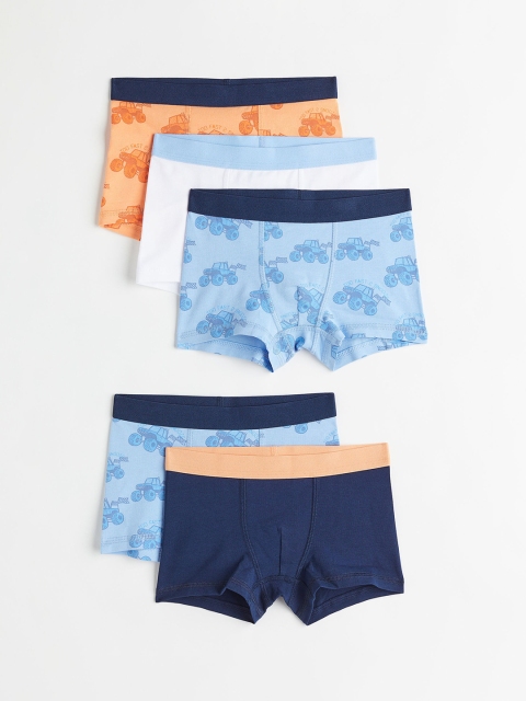 H&M Boys 5 Pack Blue & White Boxer Shorts