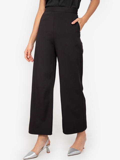 ZALORA WORK Women Black Regular Fit Solid Trousers