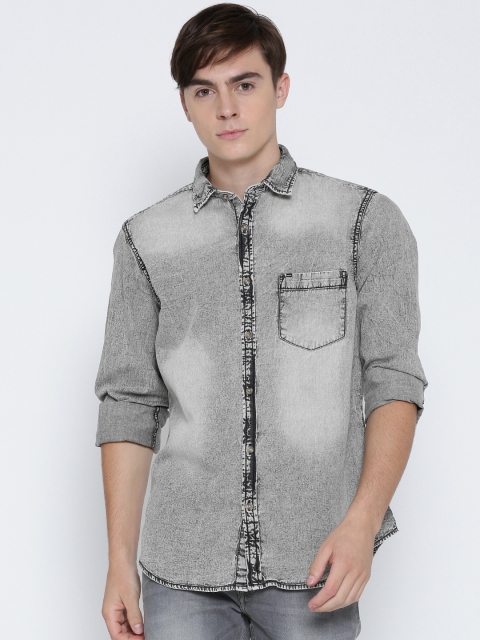 Pepe Jeans Men Grey Faded Casual Shirt