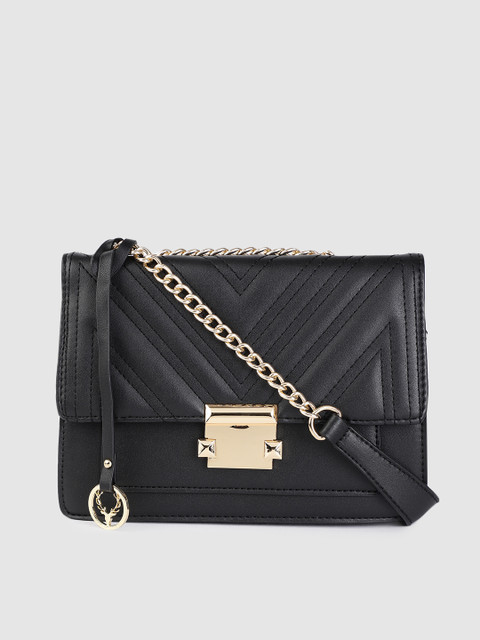 Allen Solly Black Textured PU Structured Sling Bag 
Allen Solly Black Textured PU Structured Sling Bag
