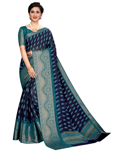 Jashvi Creation Navy Blue & Gold-Toned Ethnic Motifs Zari Linen Blend Banarasi Saree
Jashvi Creation Navy Blue & Gold-Toned Ethnic Motifs Zari Linen Blend Banarasi Saree