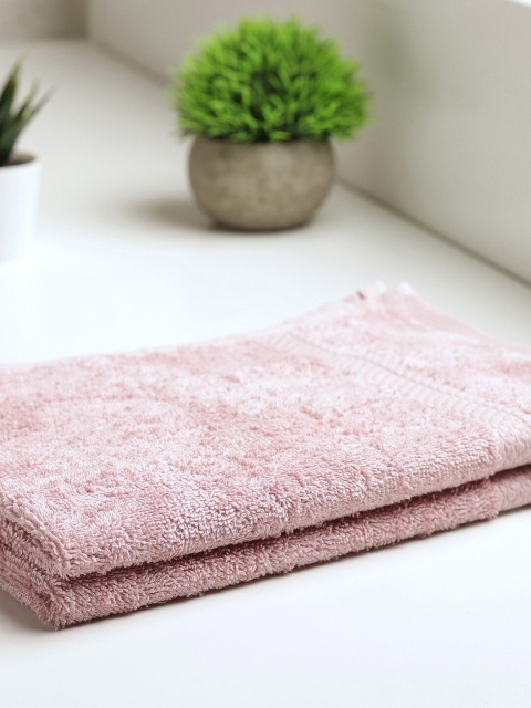 SPACES Set Of 2 Peach-Colored Solid 500 GSM Pure Cotton Hand Towels