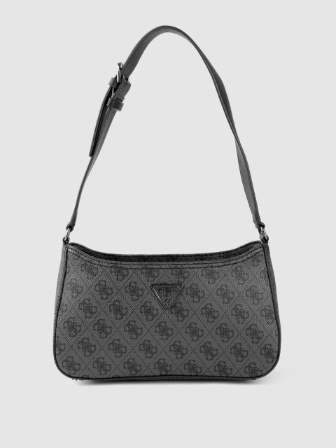 GUESS Charcoal Grey & Black Checked & Brand Logo Print Structured Baguette Shoulder Bag
GUESS Charcoal Grey & Black Checked & Brand Logo Print Structured Baguette Shoulder Bag
