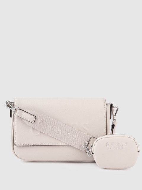 GUESS Off White Brand Logo Embossed Structured Sling Bag with Pouch Detachable Sling Strap
GUESS Off White Brand Logo Embossed Structured Sling Bag with Pouch Detachable Sling Strap