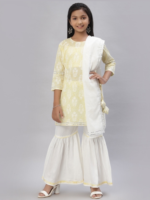 NISHAB Girls Yellow Ethnic Motifs Embroidered Panelled Pure Cotton Kurti with Sharara & With Dupatta
NISHAB Girls Yellow Ethnic Motifs Embroidered Panelled Pure Cotton Kurti with Sharara & With Dupatta