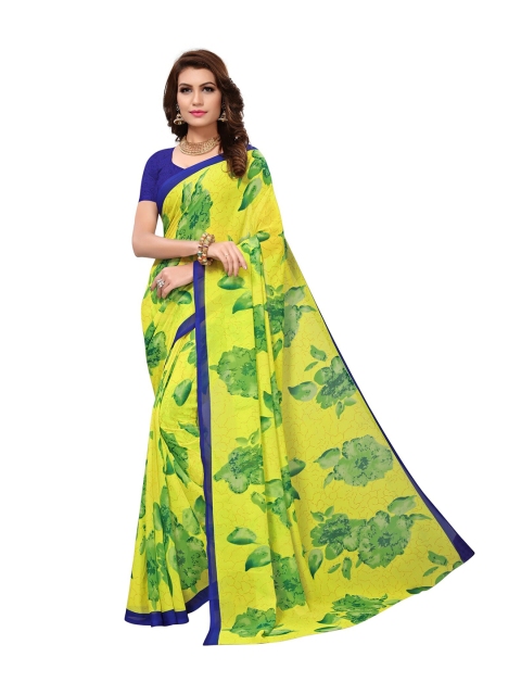 Yashika Green & Yellow Floral Saree