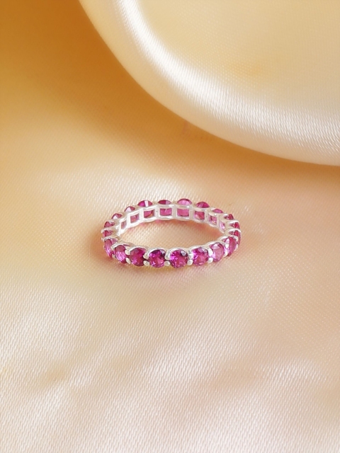 Hiara Jewels Women Silver Rhodium-Plated & Pink CZ-Studded 925 Sterling Finger Ring
Hiara Jewels Women Silver Rhodium-Plated & Pink CZ-Studded 925 Sterling Finger Ring
