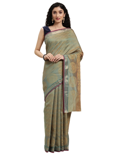 KALINI Green Ethnic Motifs Banarasi Saree