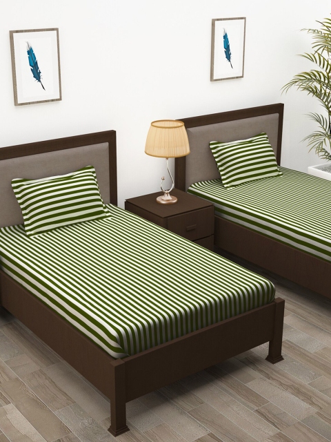 Story@home Green & White Striped 210 TC 2 Single Cotton Bedsheet with 2 Pillow Covers
Story@home Green & White Striped 210 TC 2 Single Cotton Bedsheet with 2 Pillow Covers