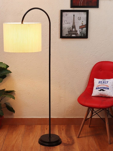 BEVERLY STUDIO Beige & Black U Arm Metal Floor lamp