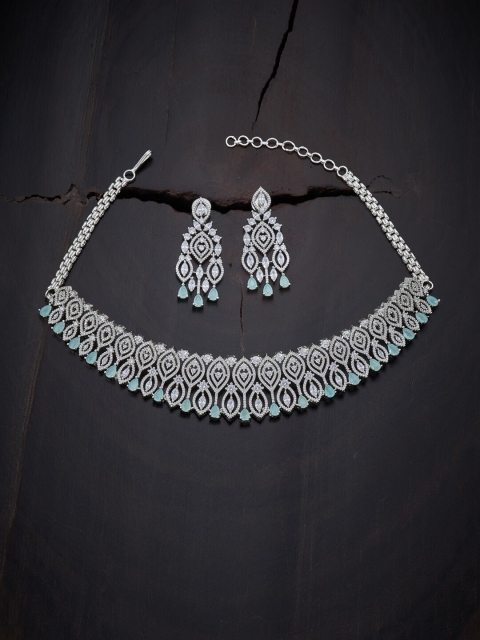 Kushal's Fashion Jewellery Silver-Toned & Sea Green Rhodium-Plated Choker Necklace Set
Kushal's Fashion Jewellery Silver-Toned & Sea Green Rhodium-Plated Choker Necklace Set