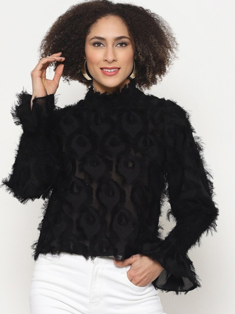 Twenty3 Black Georgette Top