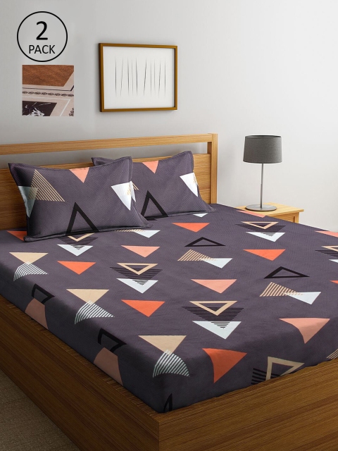 KLOTTHE Purple & Brown Geometric 210 TC Set Of 2 King Bedsheet with 4 Pillow Covers
KLOTTHE Purple & Brown Geometric 210 TC Set Of 2 King Bedsheet with 4 Pillow Covers