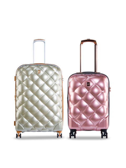 IT luggage Set Of 2 Yellow & Rose Gold Textured Soft-Sided Trolley Suitcases, Champagne
IT luggage Set Of 2 Yellow & Rose Gold Textured Soft-Sided Trolley Suitcases, Champagne