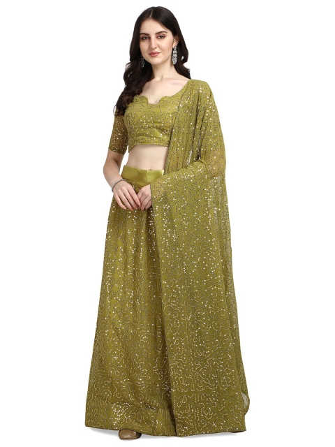 Pratham Blue Woman Olive Green & Silver-Toned Embellished Sequinned Semi-Stitched Lehenga
Pratham Blue Woman Olive Green & Silver-Toned Embellished Sequinned Semi-Stitched Lehenga