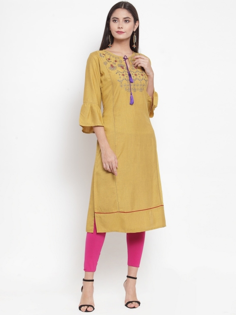 Aujjessa Women Beige Ethnic Motifs Embroidered Keyhole Neck Flared Sleeves Thread Work Kurta
Aujjessa Women Beige Ethnic Motifs Embroidered Keyhole Neck Flared Sleeves Thread Work Kurta