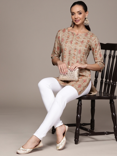 Anubhutee Beige Ethnic Motifs Printed Kurti