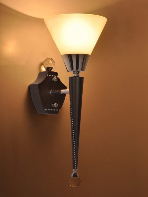 Fos Lighting Brown & White Modern Wood Crystal Mashal Wallchiere