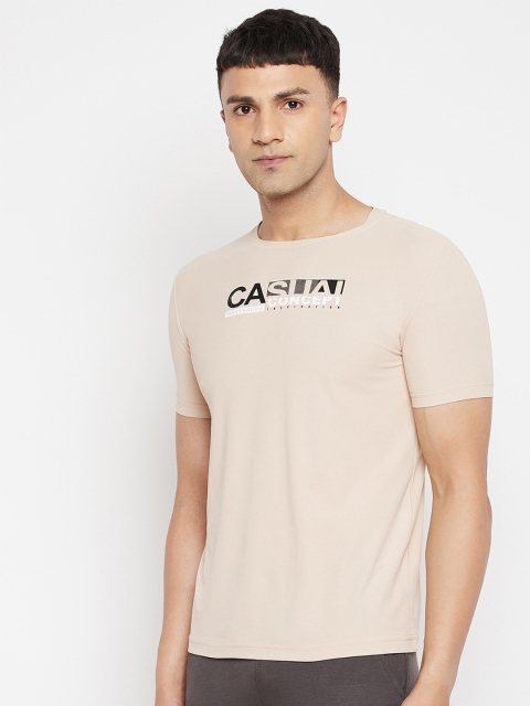 FirstKrush Men Beige Typography Printed T-shirt