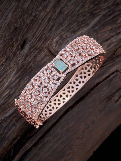 Kushal's Fashion Jewellery Women Rose Gold & Sea Green Cubic Zirconia Rose Gold-Plated Kada Bracelet
Kushal's Fashion Jewellery Women Rose Gold & Sea Green Cubic Zirconia Rose Gold-Plated Kada Bracelet
