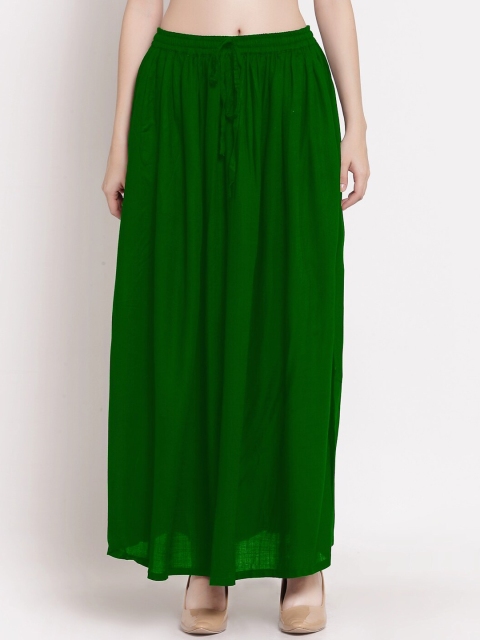 PATRORNA Women Green Solid Tulip Maxi Skirt