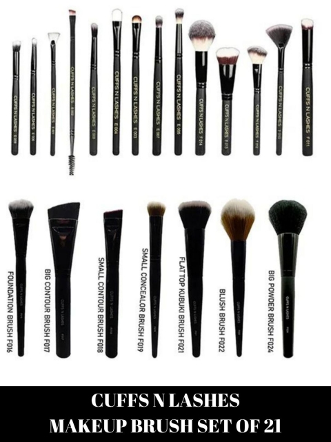 CUFFS N LASHES Set Of 21 CNL Makeup Brushes, Black